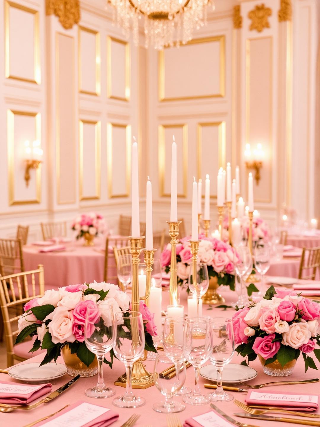 Blush and gold reception table