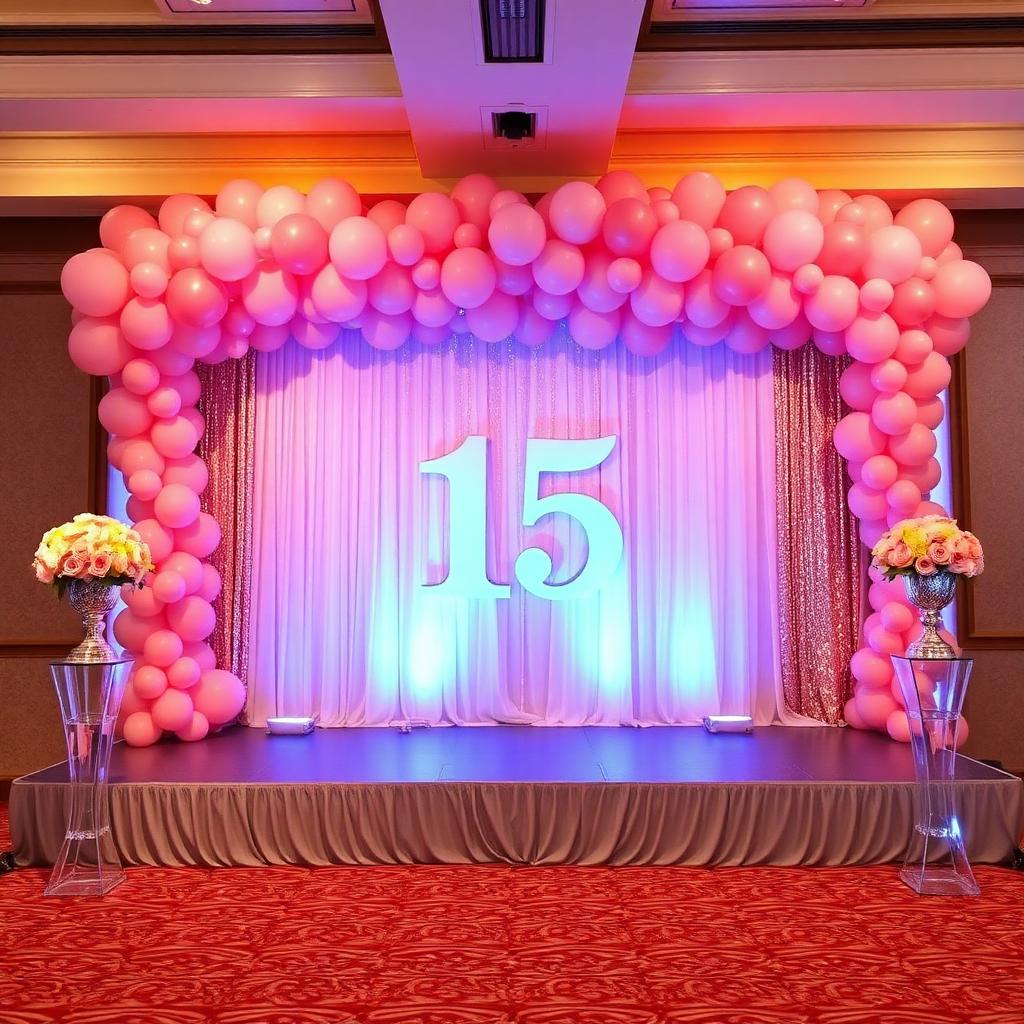 Blush ballroom reception decor