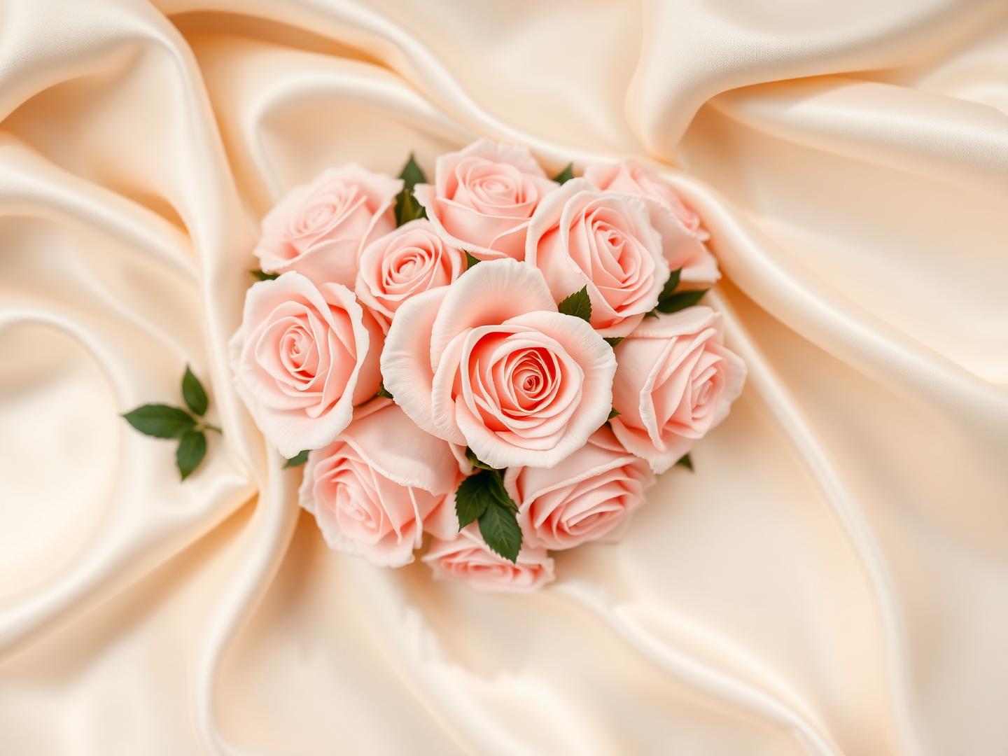 Blush roses on cream satin